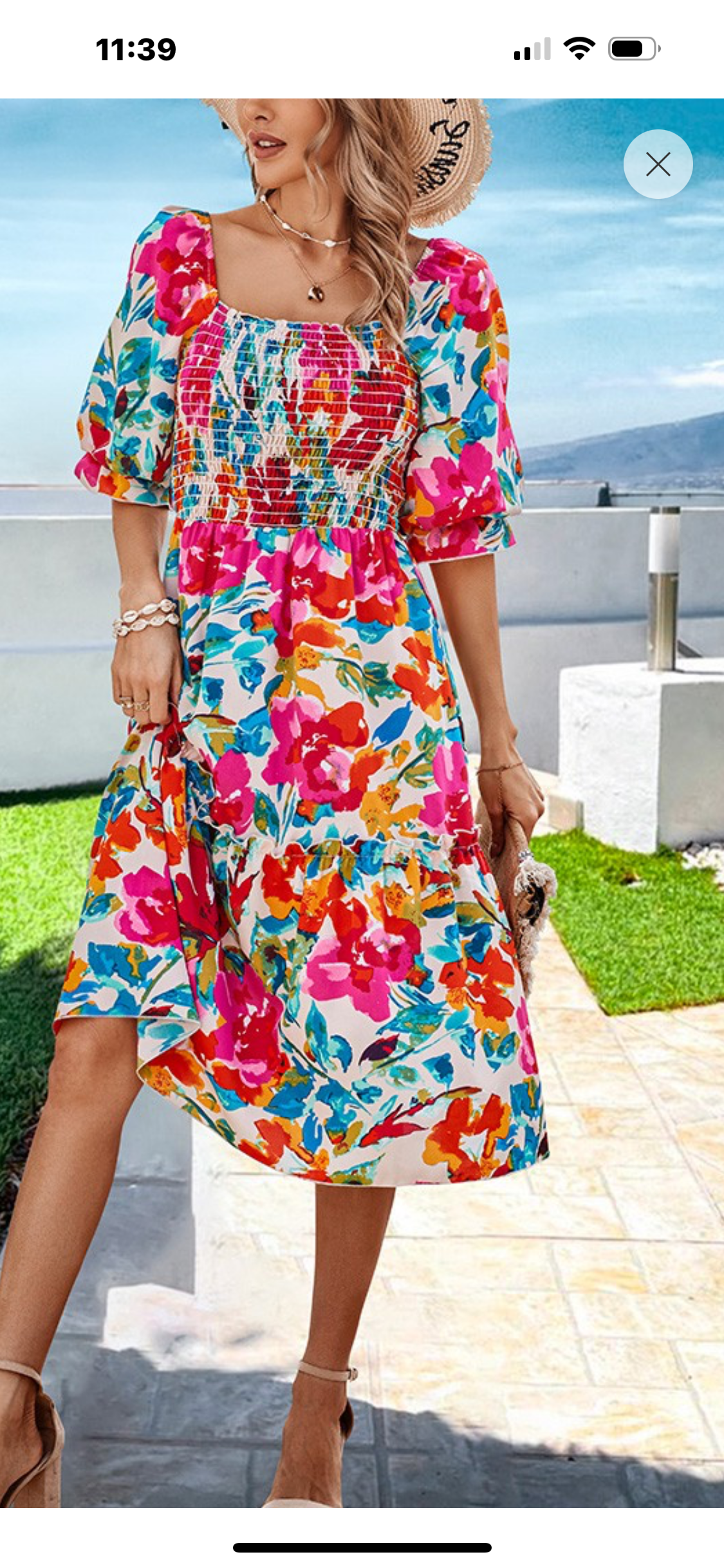 Bright Floral Midi Dress