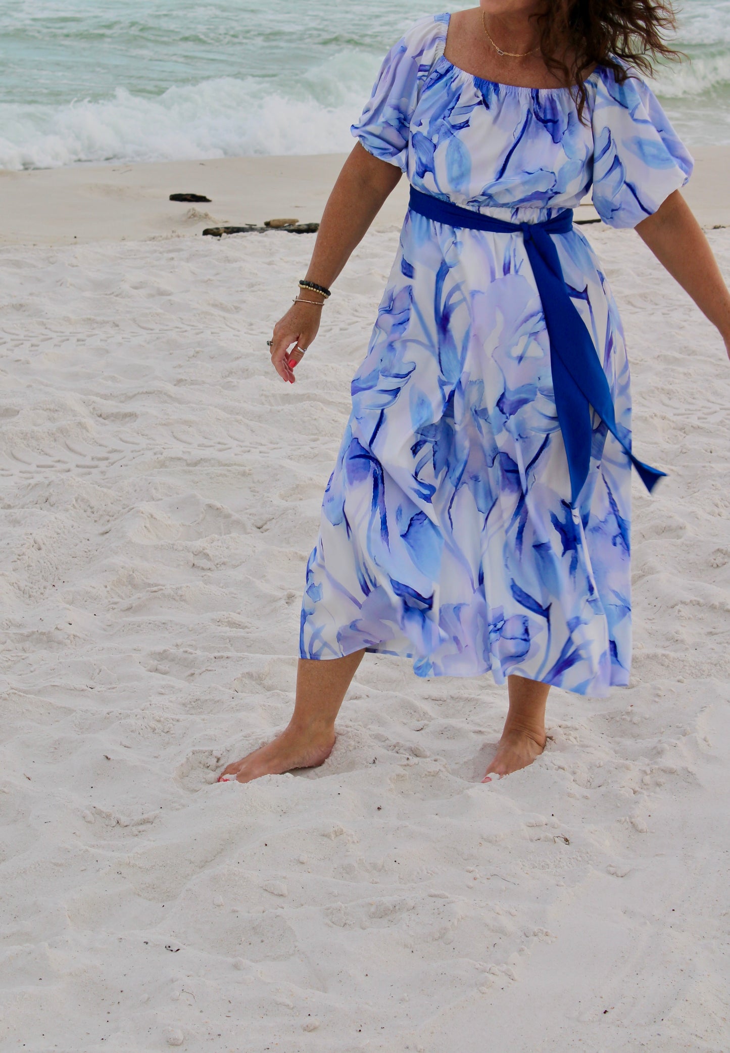 Floral Belted Midi Dress