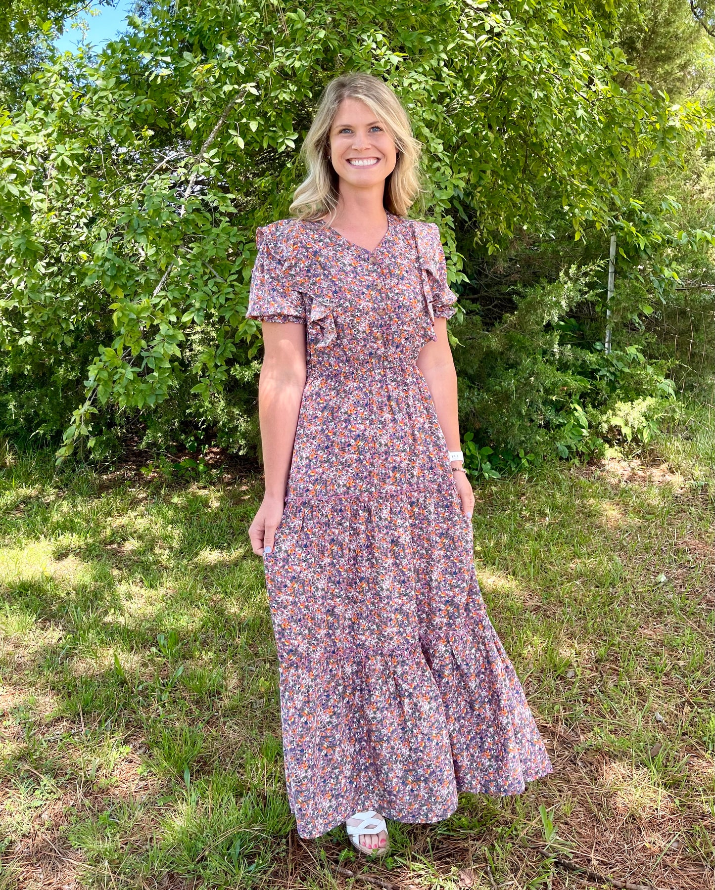 Ruffled Ditzy Floral Dress