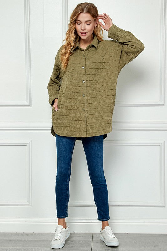 Olive Quilted Shacket