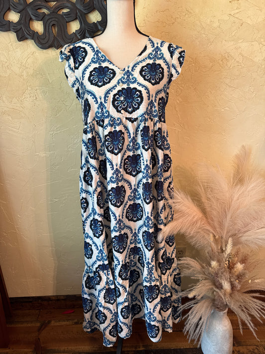 Flutter Sleeve Printed Dress