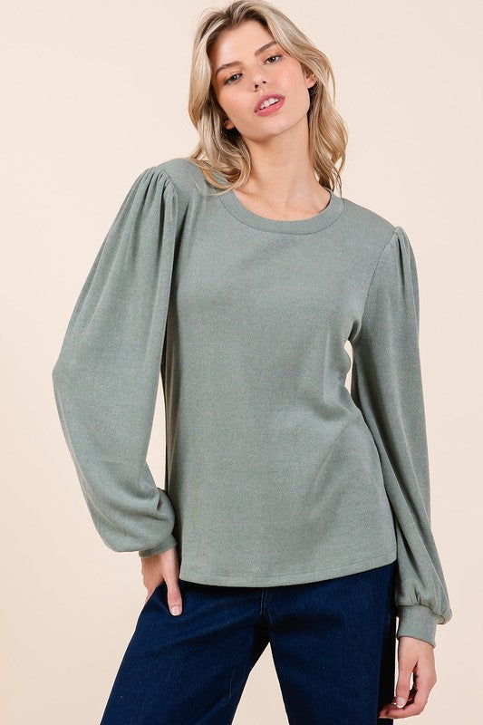 Sage Bishop Sleeve Top