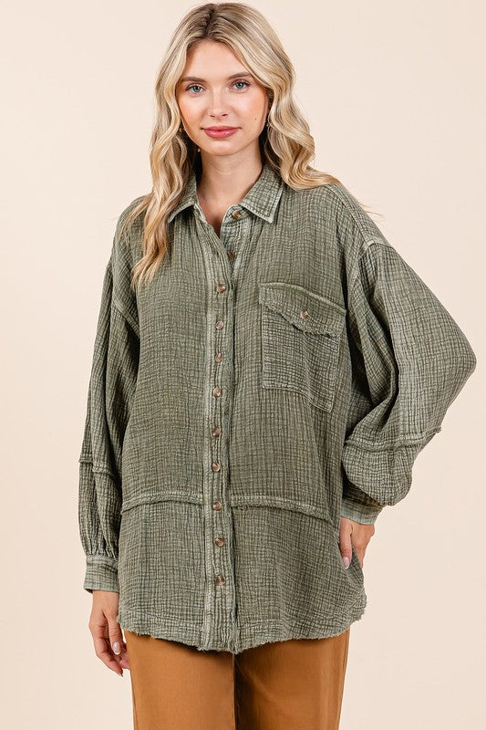 Mineral Wash Crinkle Gauze Shirt