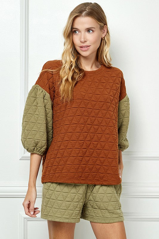Quilted Contrast Top