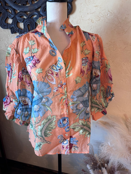 Printed Button Down Top