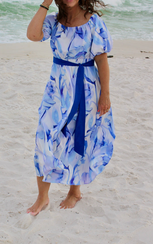 Floral Belted Midi Dress