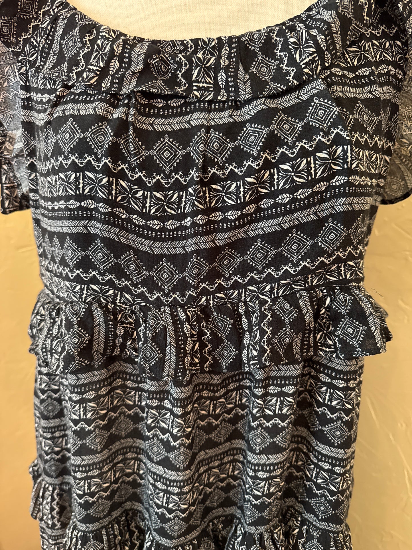 Black and White Ruffle Maxi Dress