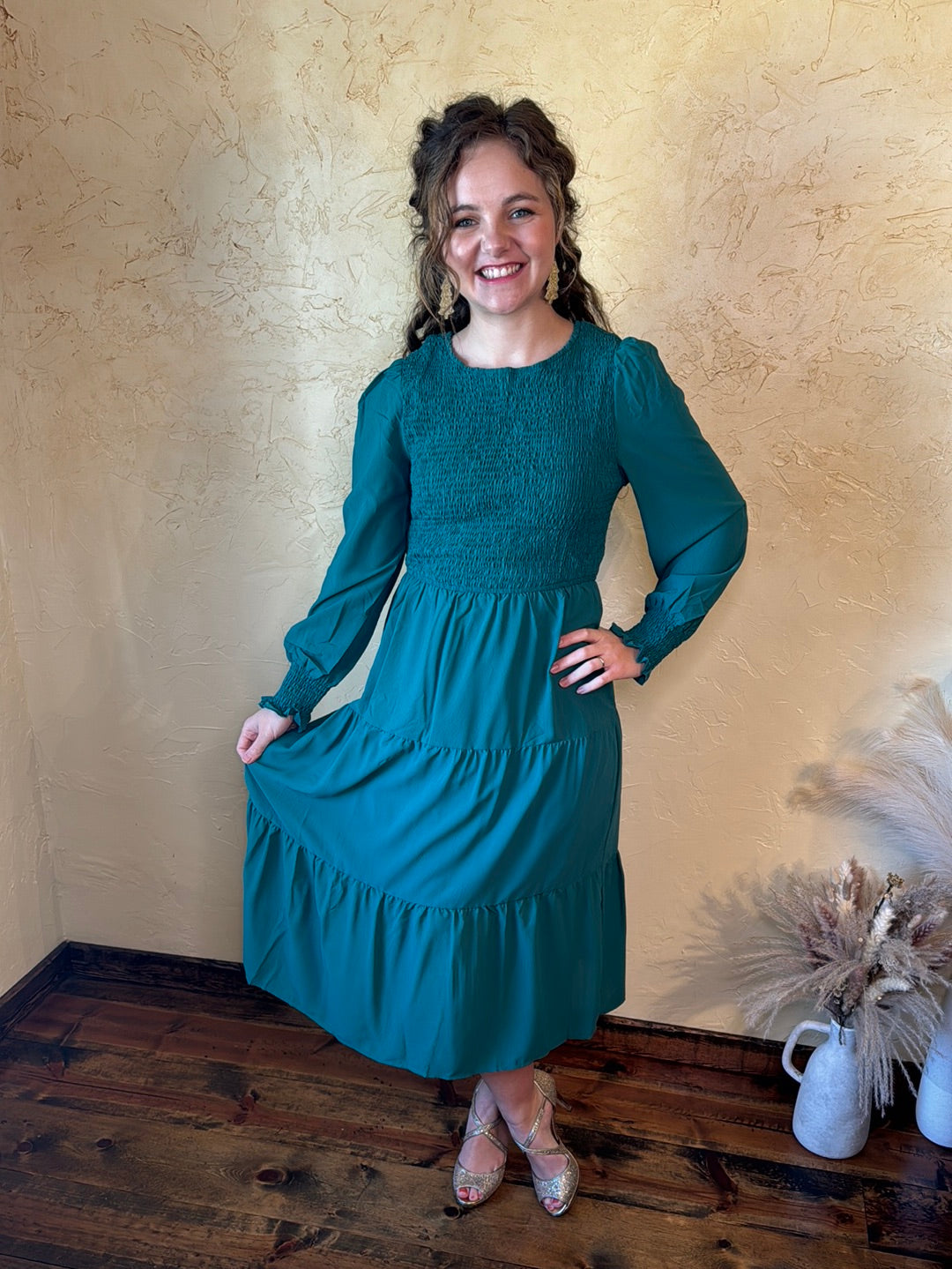 Long Sleeve Smocked Dress