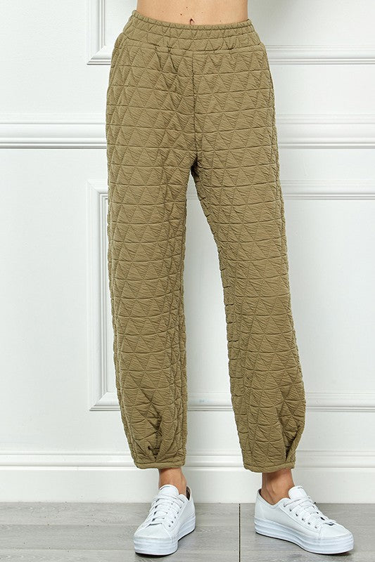 Quilted Tucked Pants