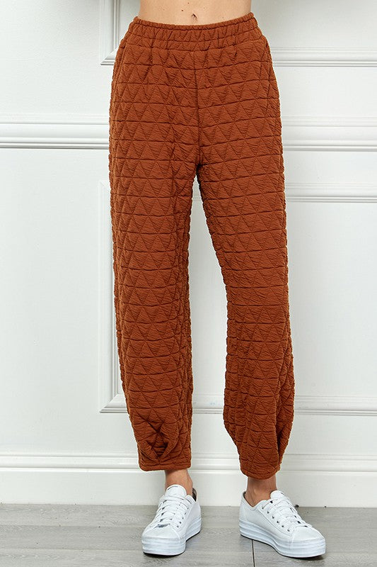 Quilted Tucked Pants