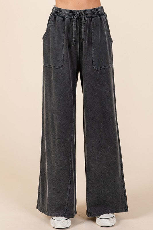 Mineral Wash French Terry Wide Leg Pants