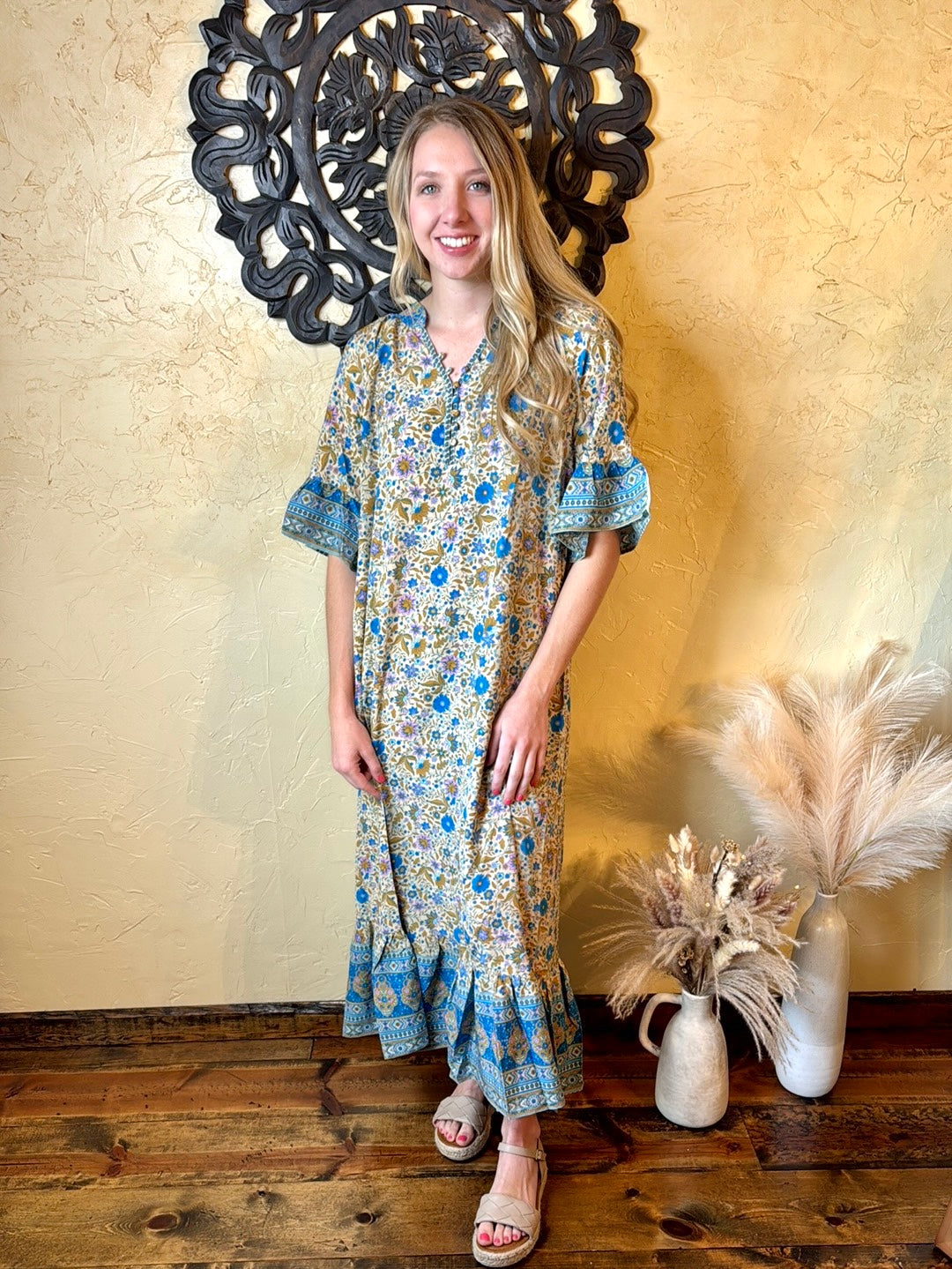 chinese dress ladies Neon Coral Maxi Dress With Aztec Top – Saved by the Dress main image 0