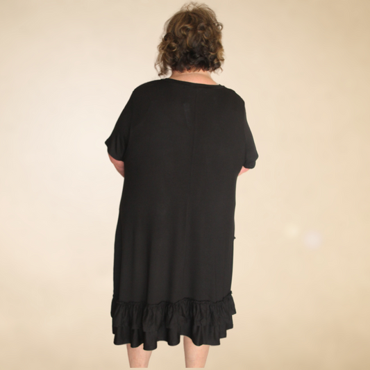 Solid Ruffled Hem Midi Dress - Remembering Ruth Company