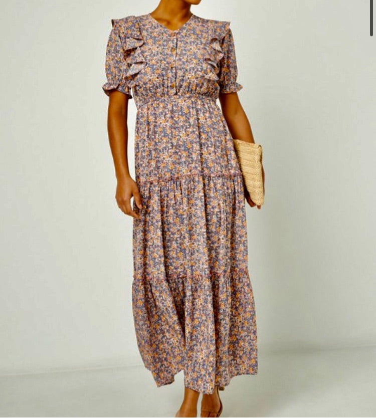 Ruffled Ditzy Floral Dress - Remembering Ruth Company