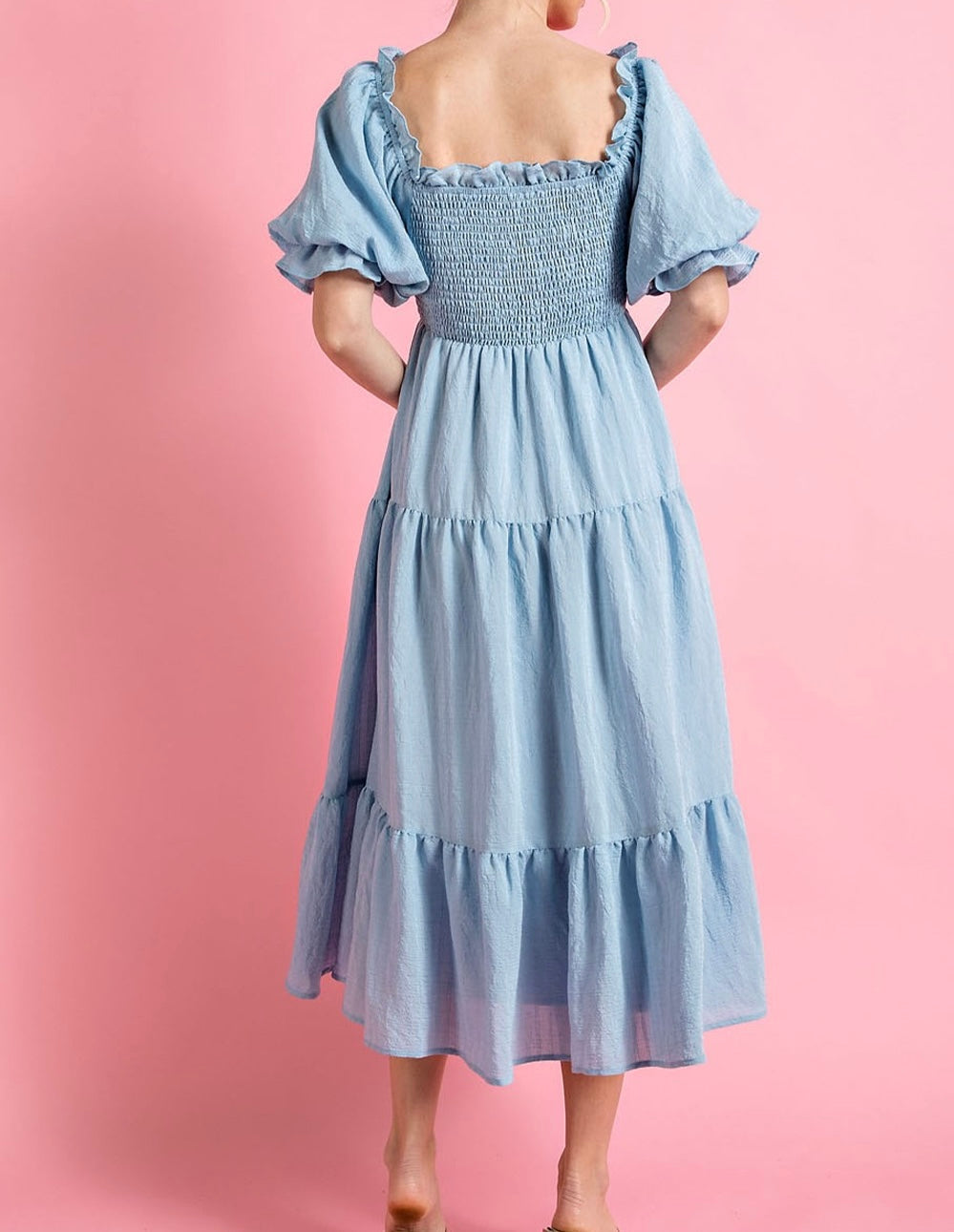 Puffed Sleeve Midi Dress