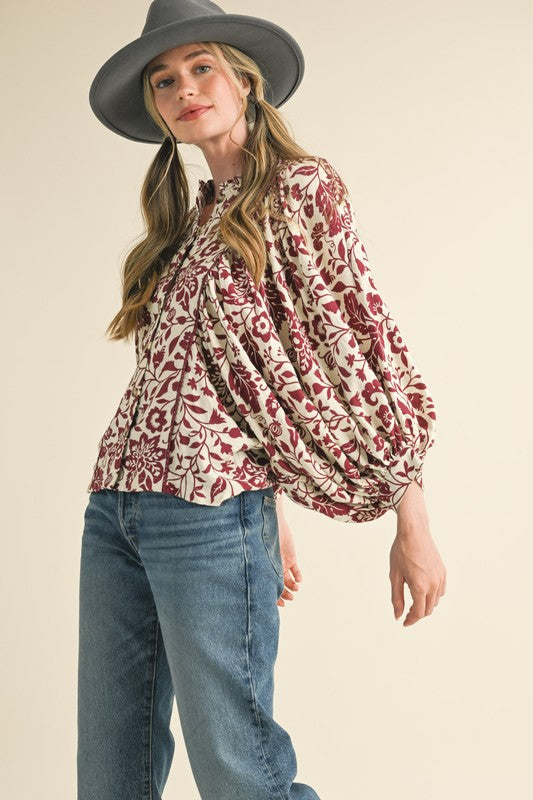 Cream Sangria Floral top