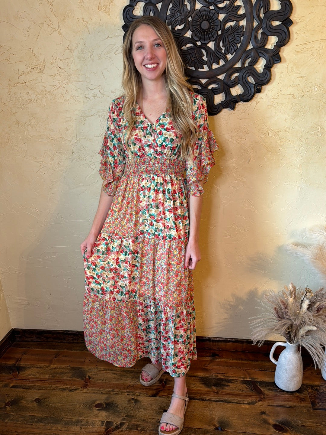 Floral Mixed Print Maxi Dress