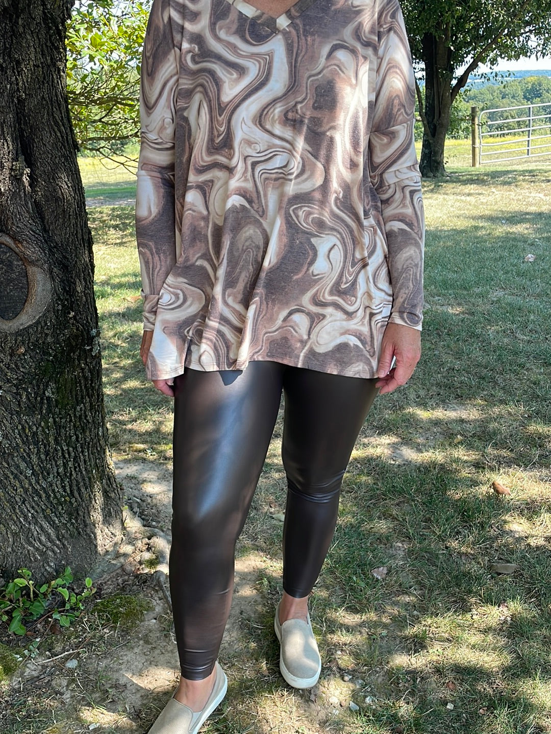 chocolate faux leather leggings soft and comfortable