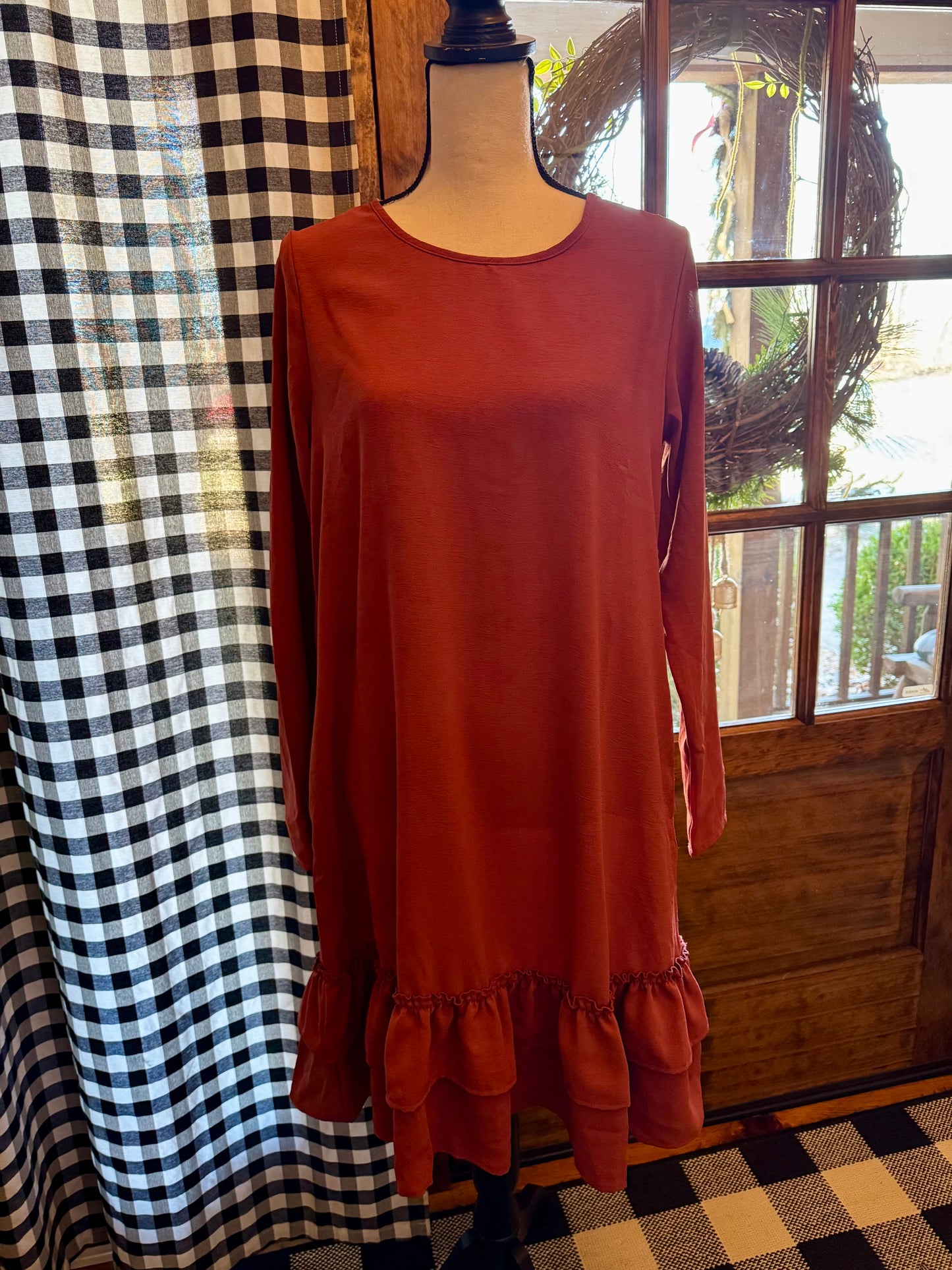 Rust Ruffle Dress