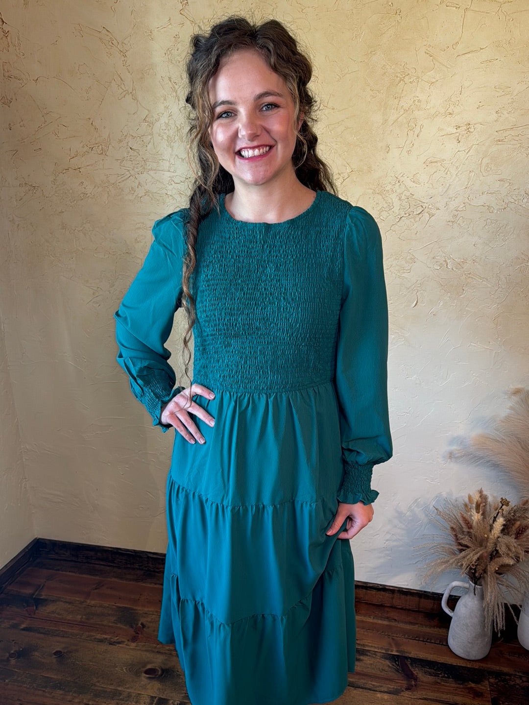 Long Sleeve Smocked Dress