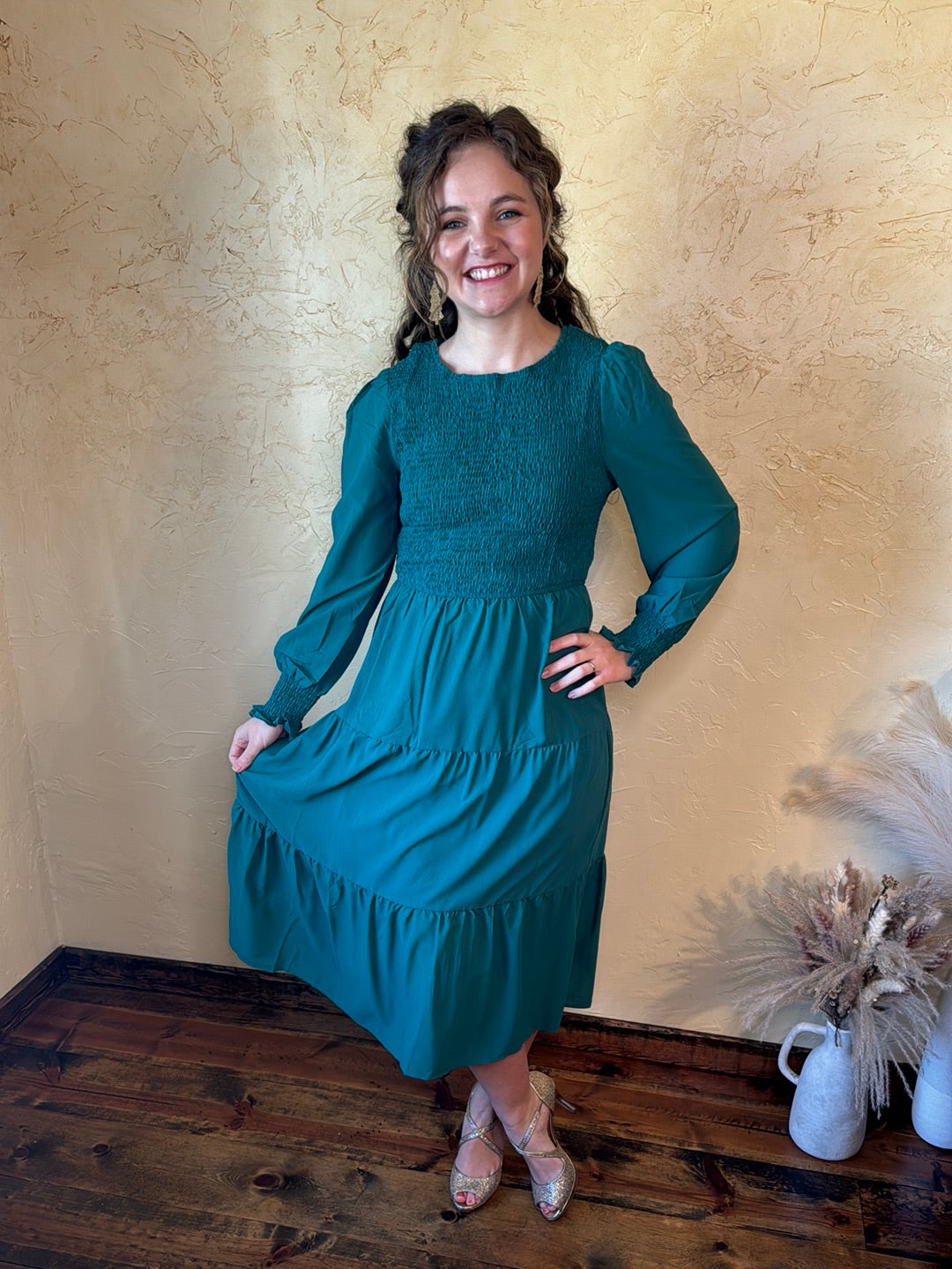 Long Sleeve Smocked Dress