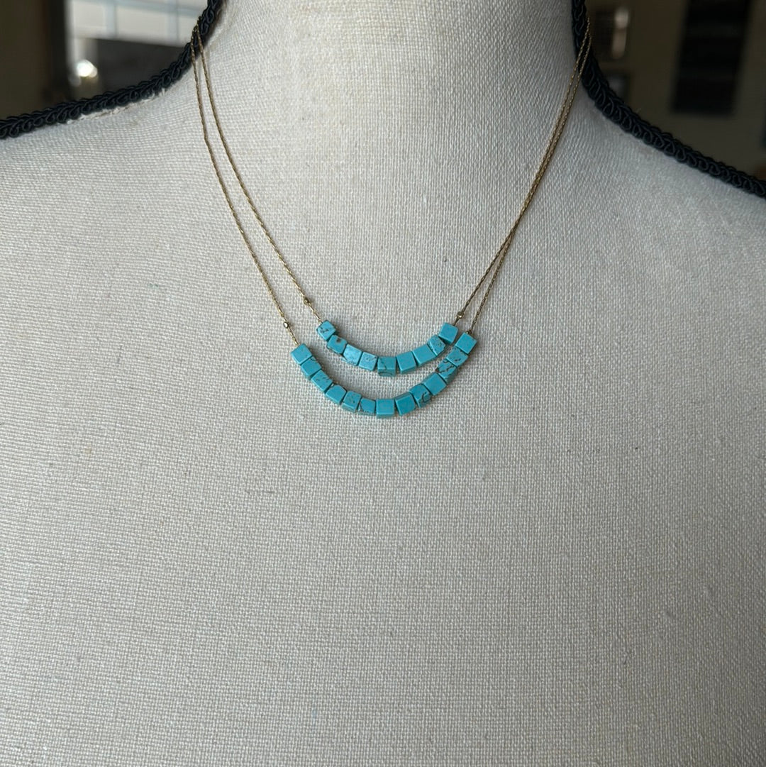 Double Layered Turquoise Stone Necklace