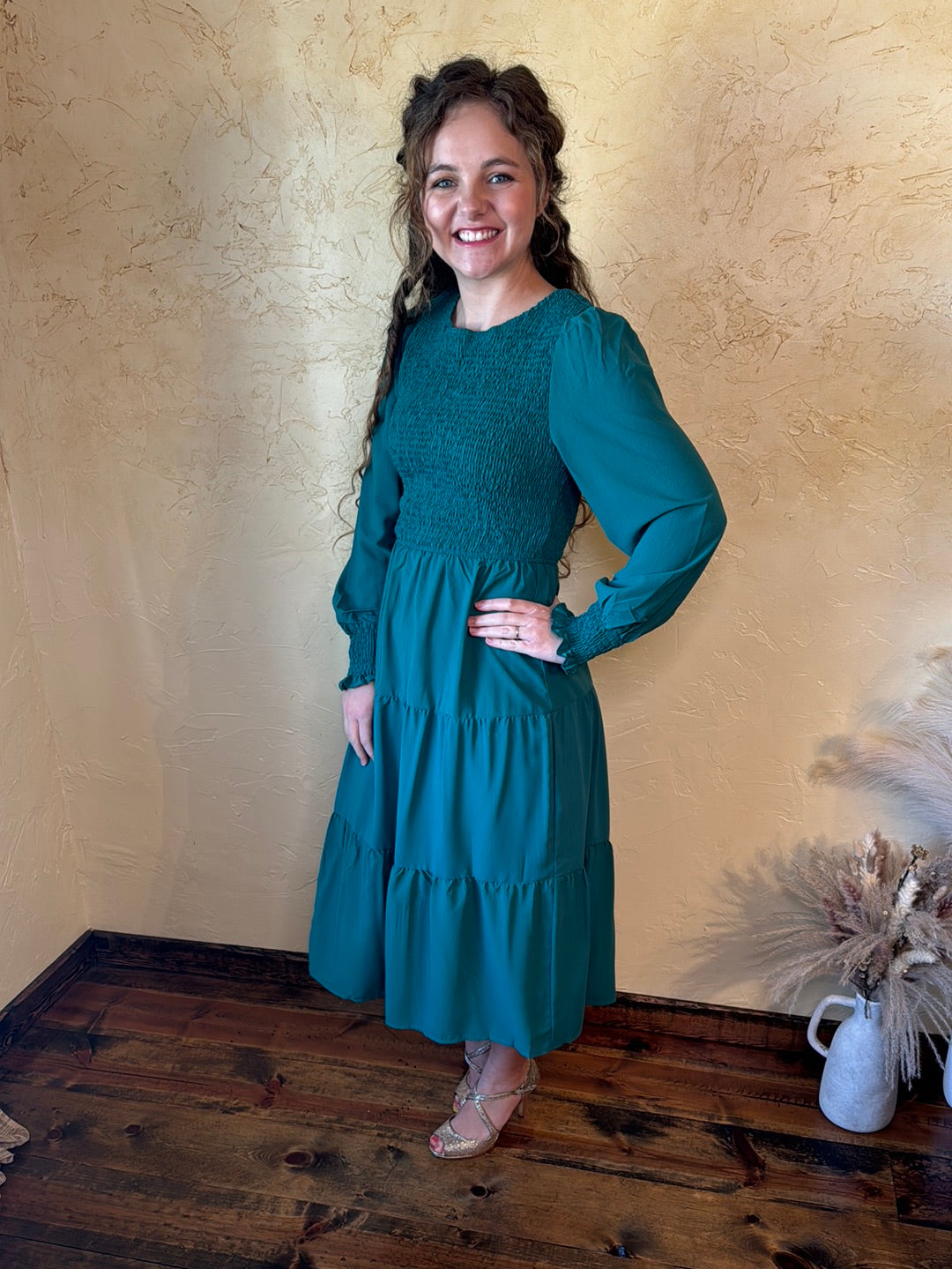 Long Sleeve Smocked Dress