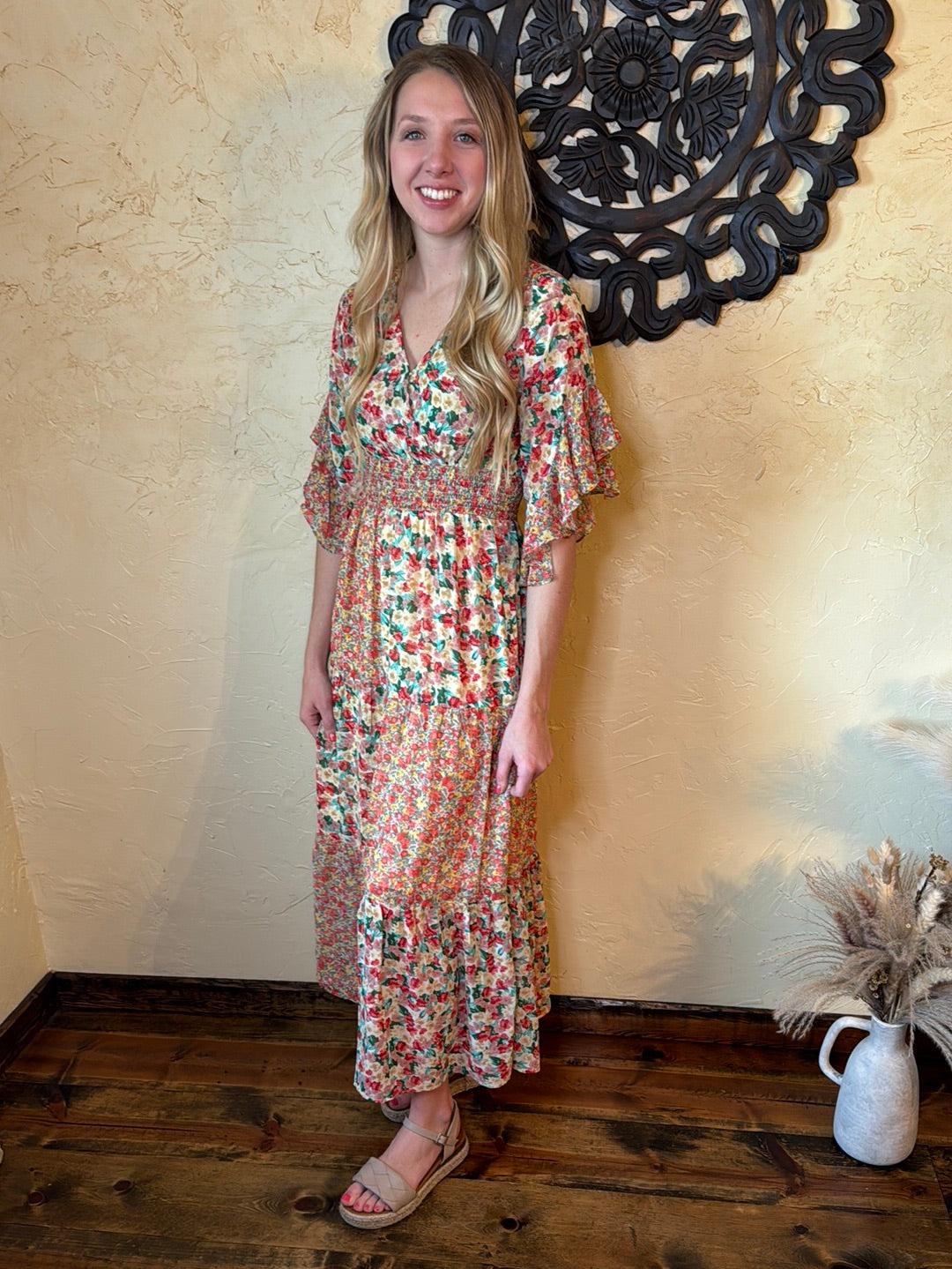 Floral Mixed Print Maxi Dress