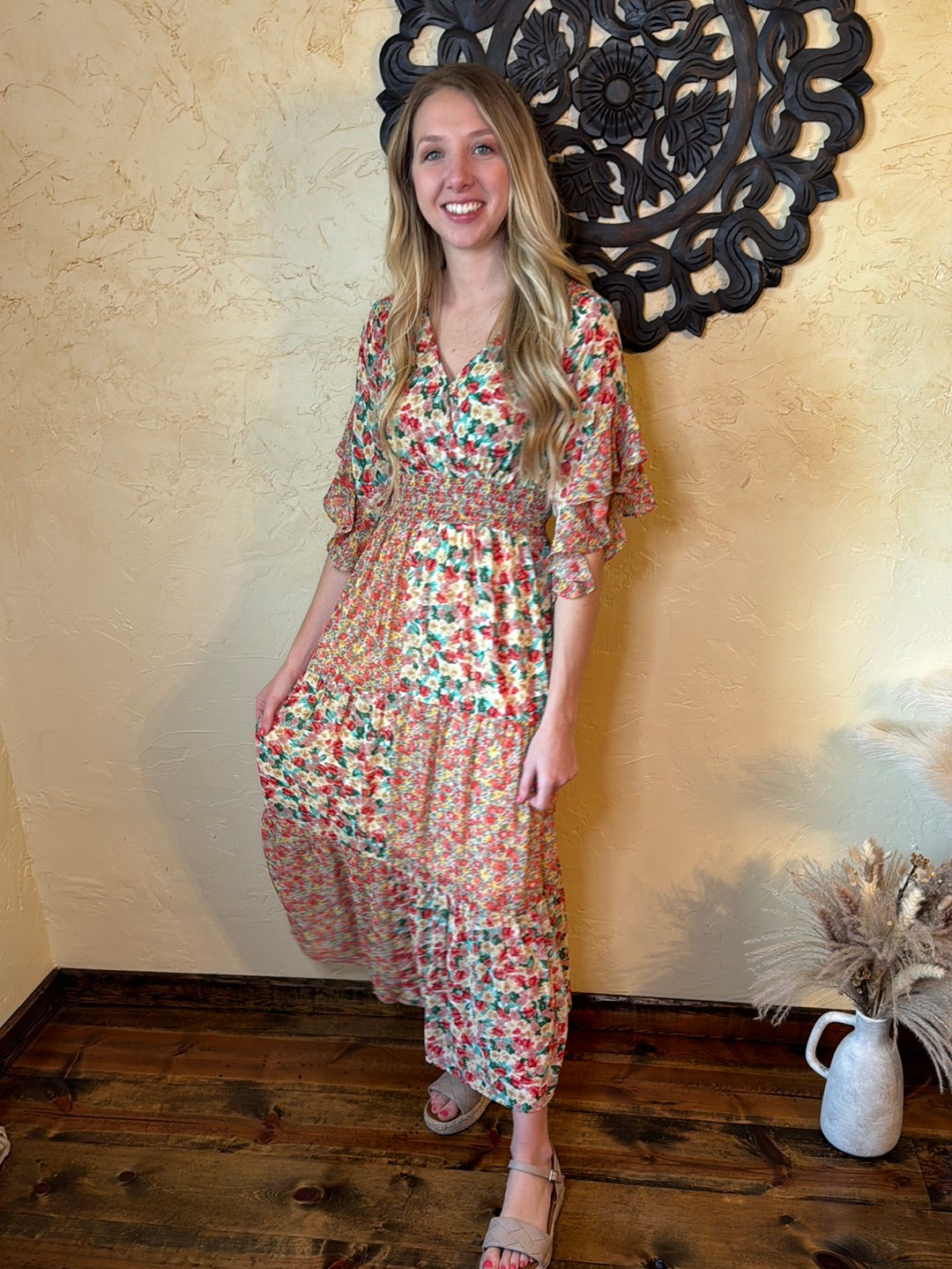 Floral Mixed Print Maxi Dress