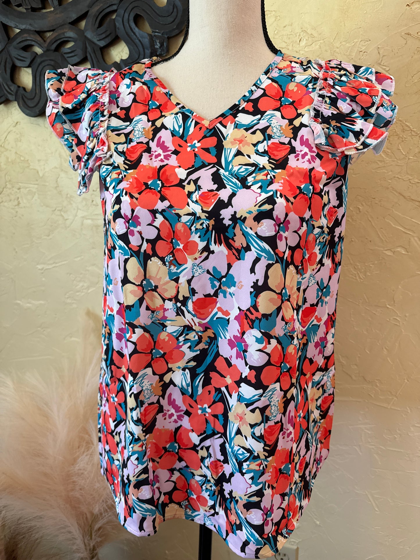 Multicolor Boho Floral Print Top