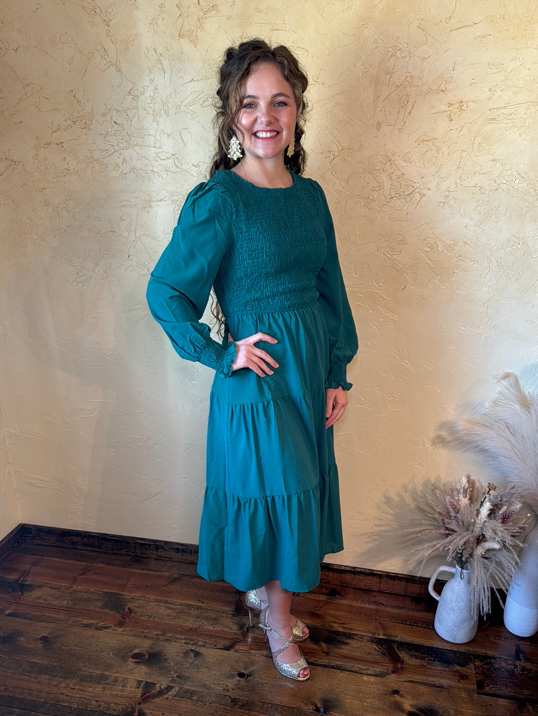 Long Sleeve Smocked Dress