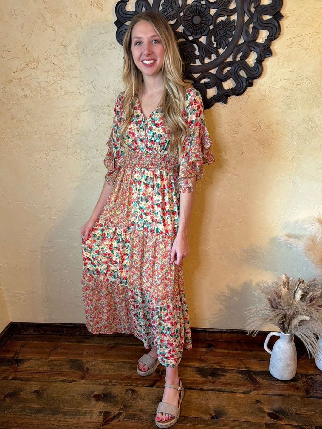 Floral Mixed Print Maxi Dress