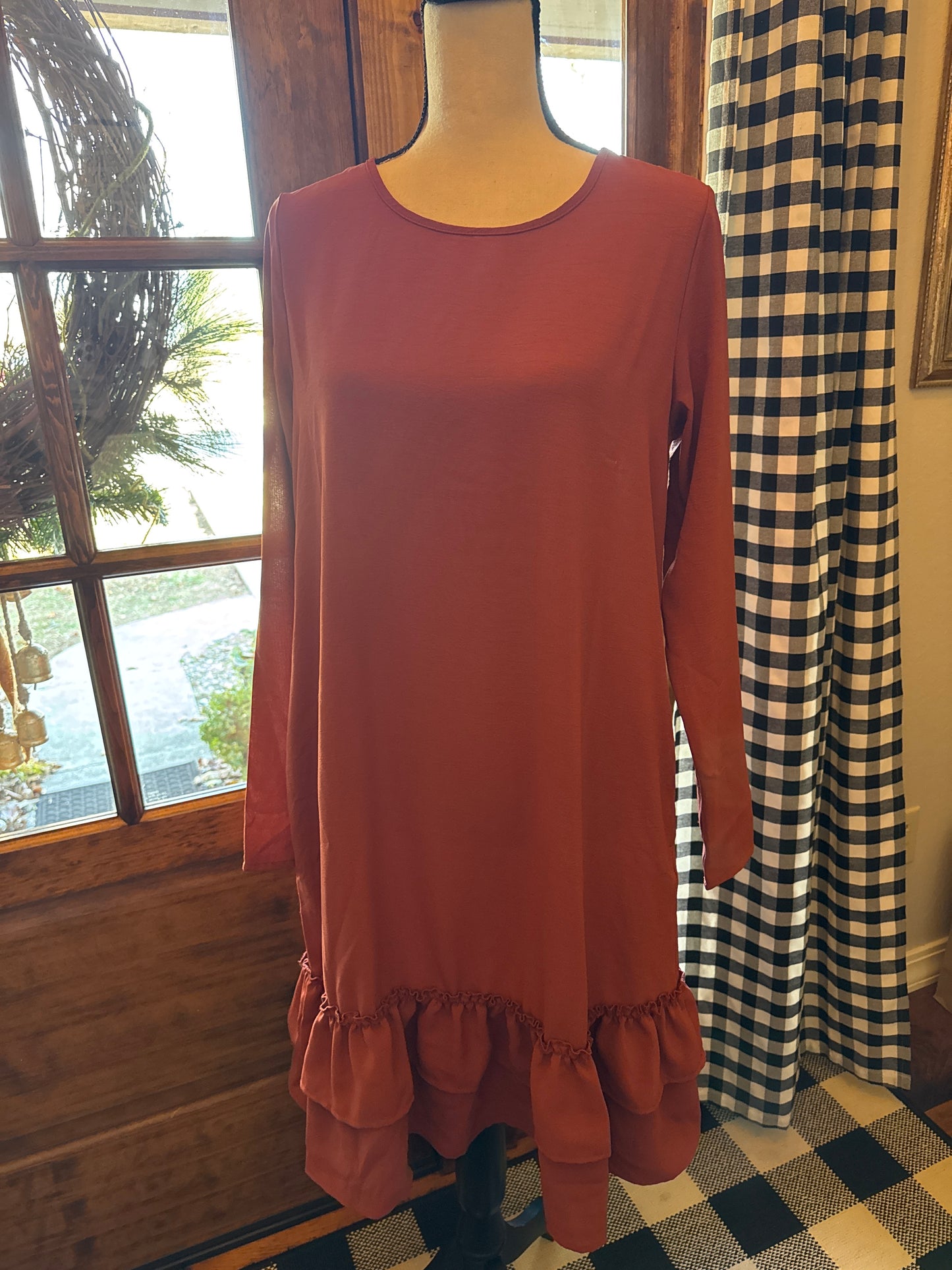 Rust Ruffle Dress