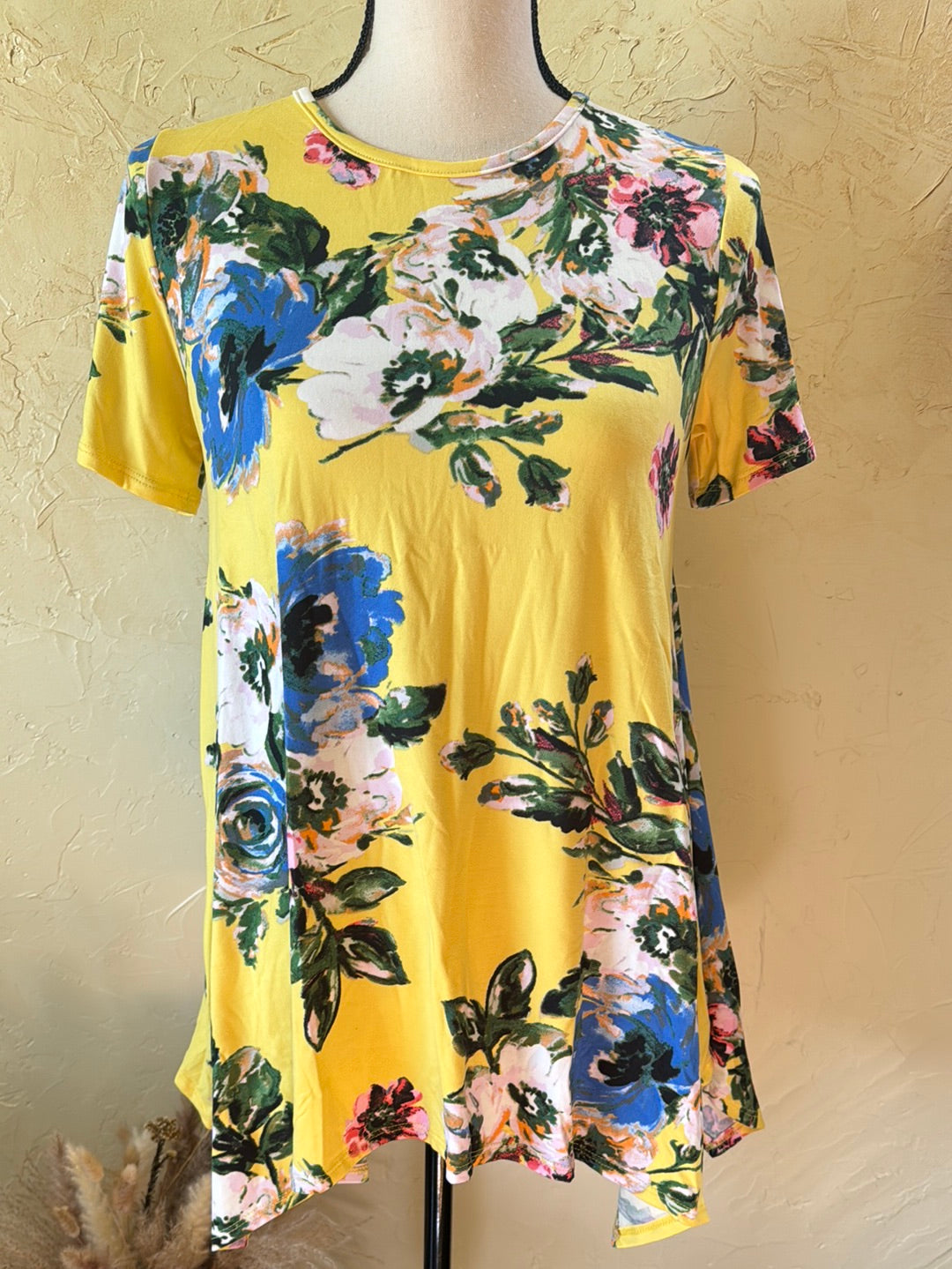 Yellow Floral Handkerchief Top