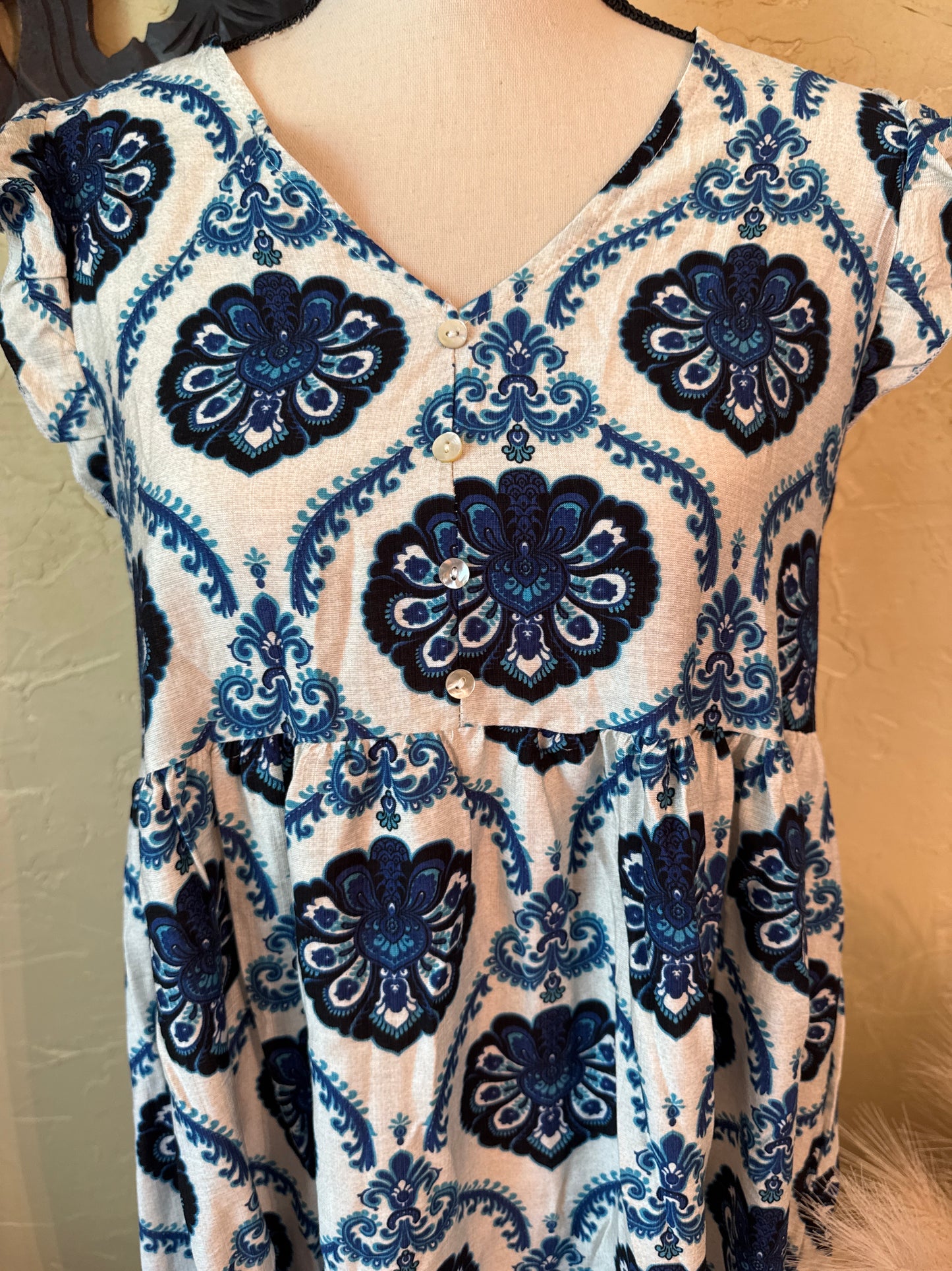 Flutter Sleeve Printed Dress