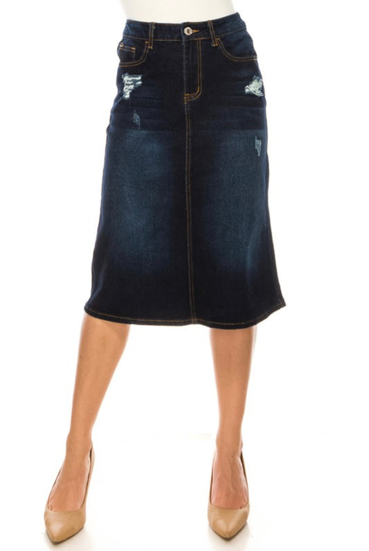 Dark Indigo Wash Denim Skirt