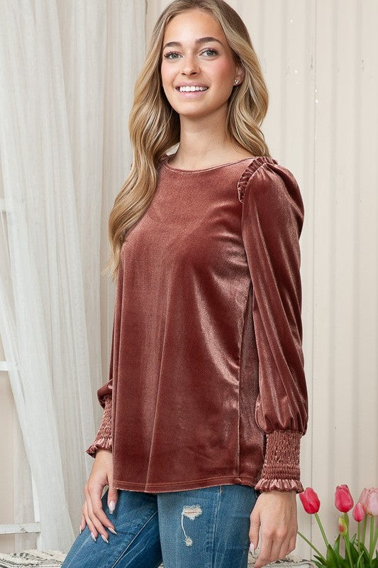 Solid Rust Velvet Top