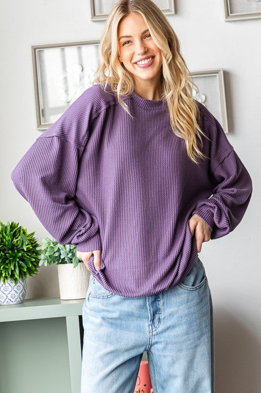 Oversized Fit Purple Long sleeve Top