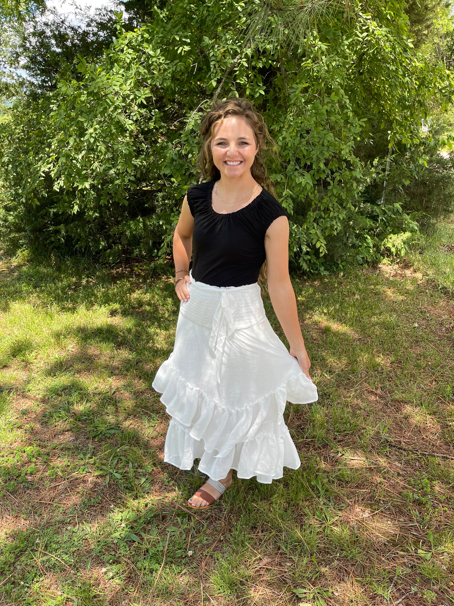 Ruffled Smocked Midi Sundress