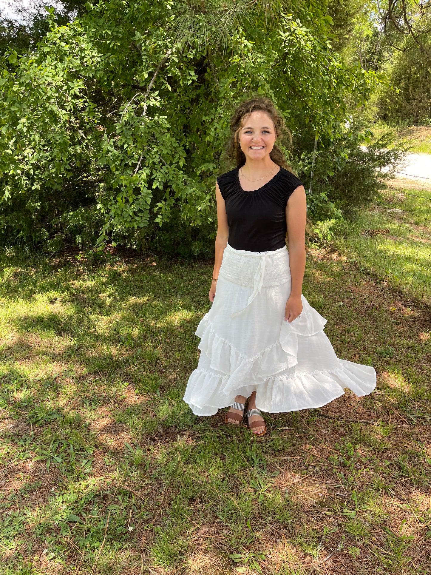 Ruffled Smocked Midi Sundress