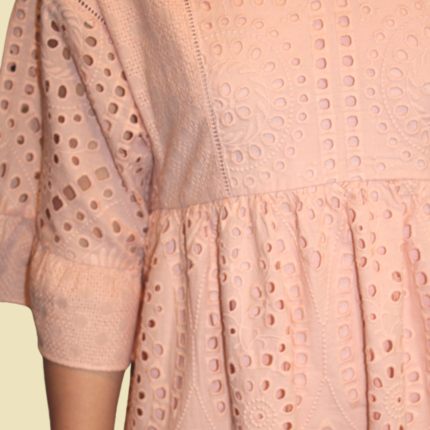 Blush Pink Eyelet Ruffled Sleeve Dress - Remembering Ruth Company