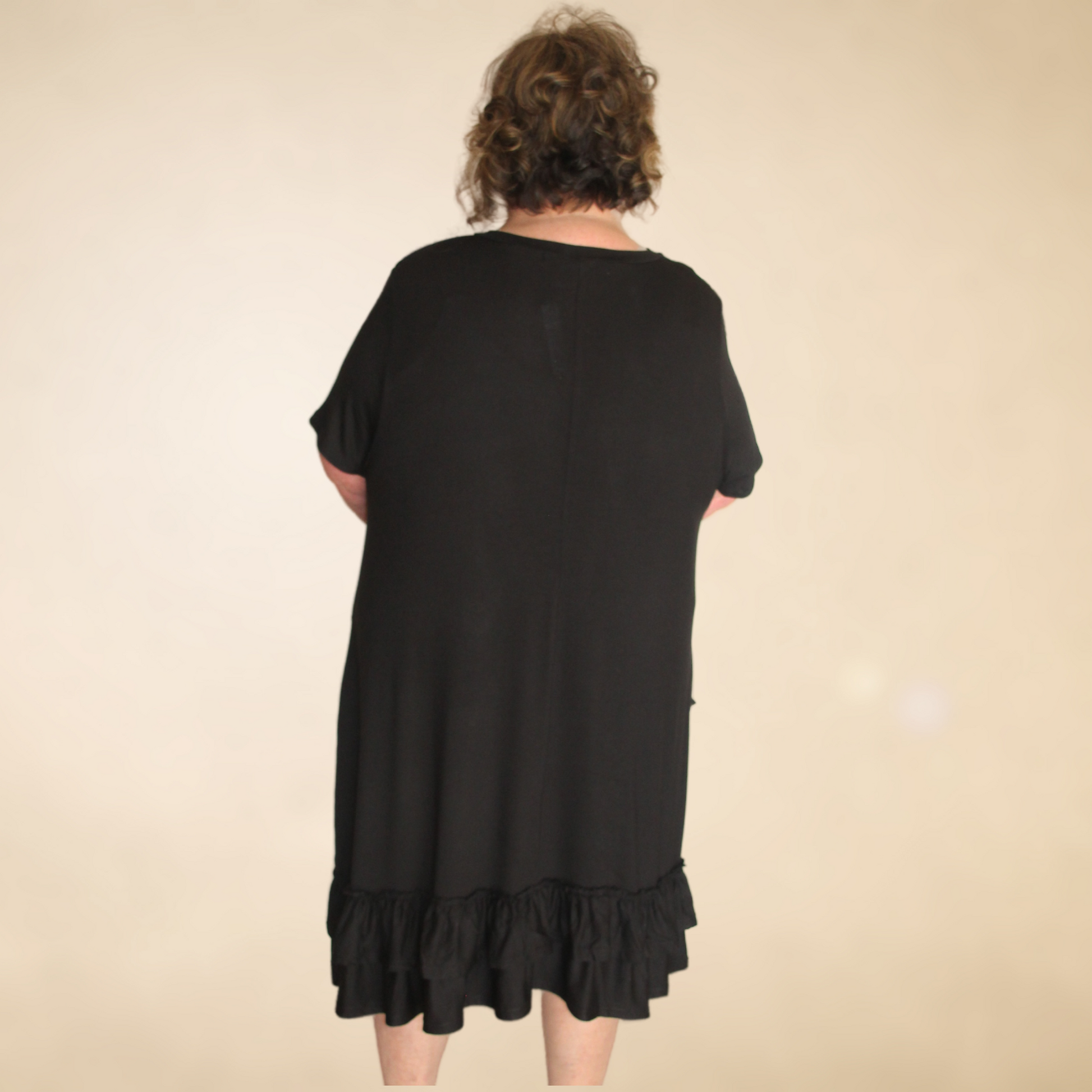 Solid Ruffled Hem Midi Dress - Remembering Ruth Company