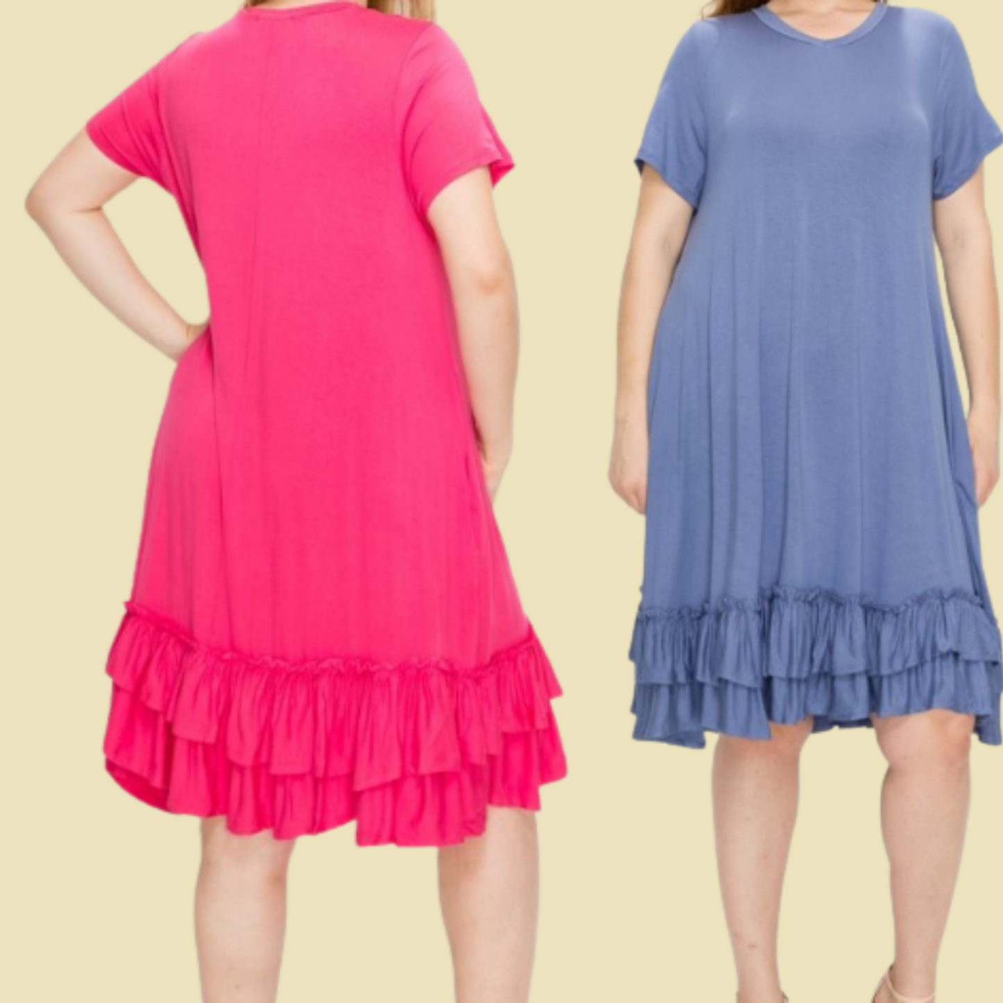 Solid Ruffled Hem Midi Dress - Remembering Ruth Company