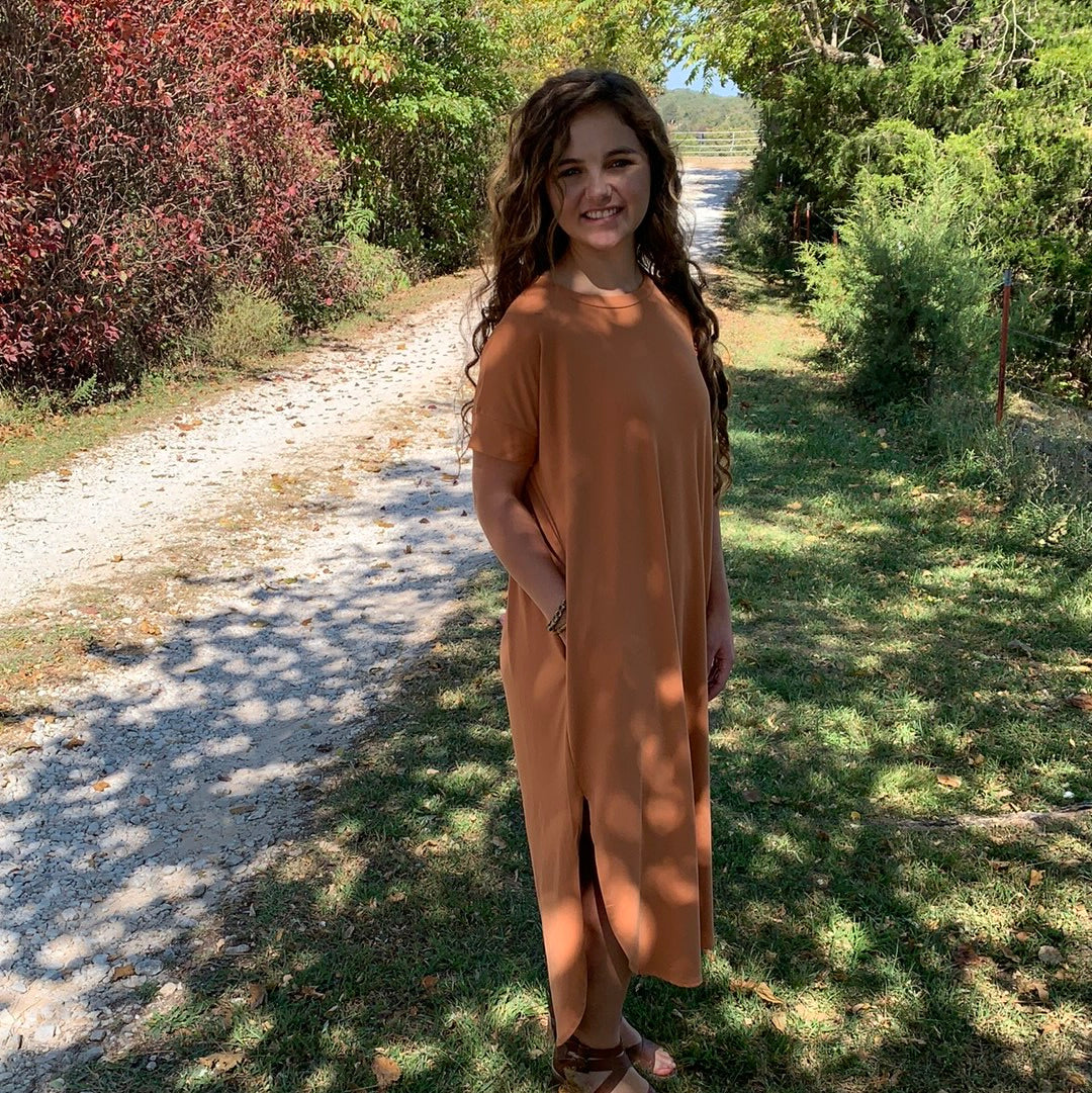 Rusty Peach Maxi Dress - Remembering Ruth Company