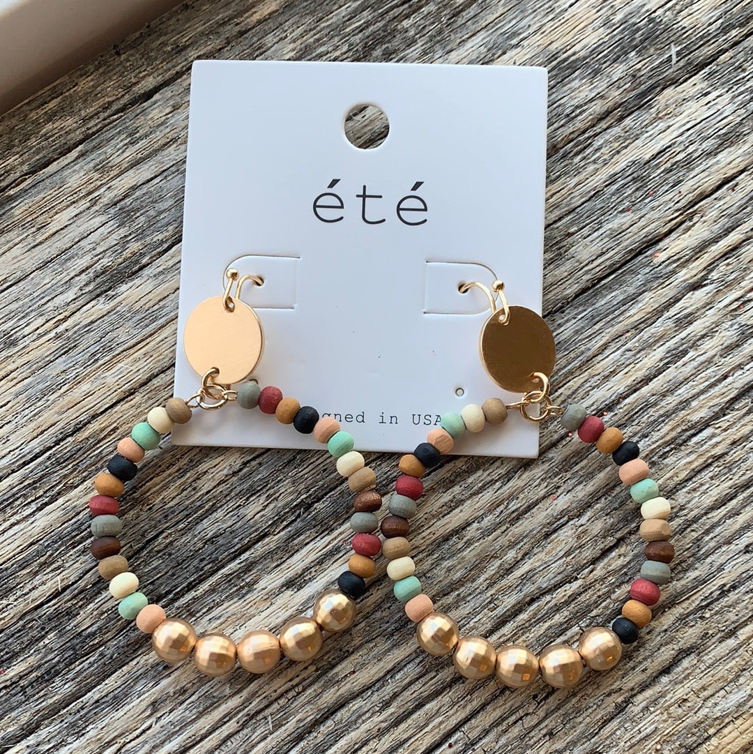 Wood Beaded Circle Drop Earrings - Remembering Ruth Company