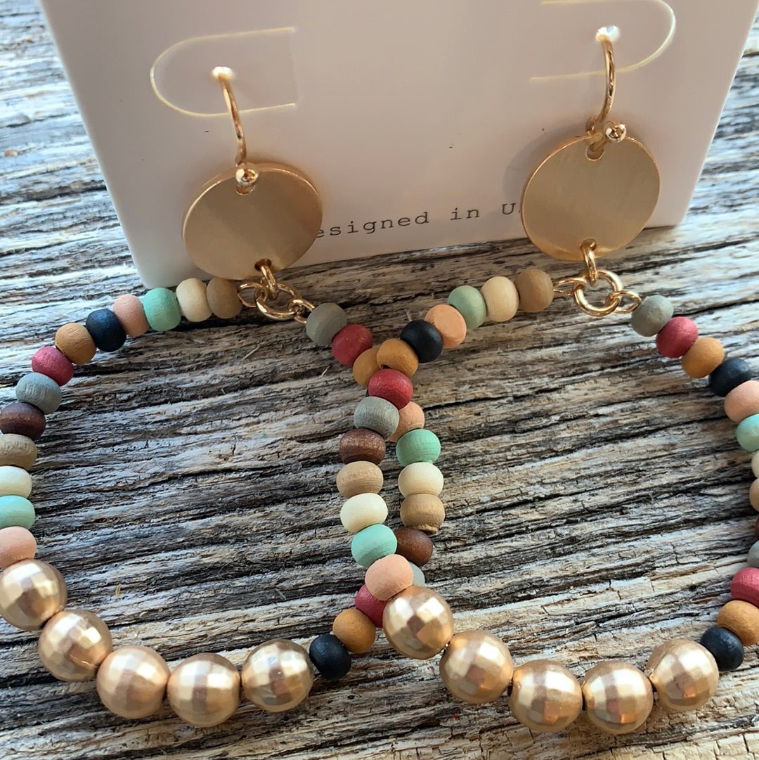 Wood Beaded Circle Drop Earrings - Remembering Ruth Company