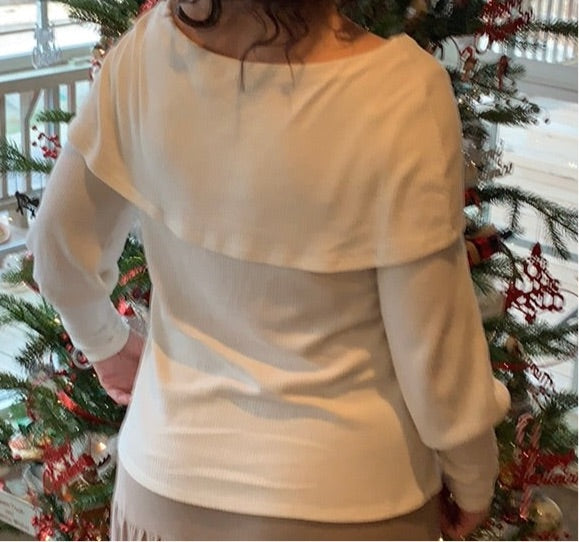 Ivory Shoulder Wrap Sweater - Remembering Ruth Company