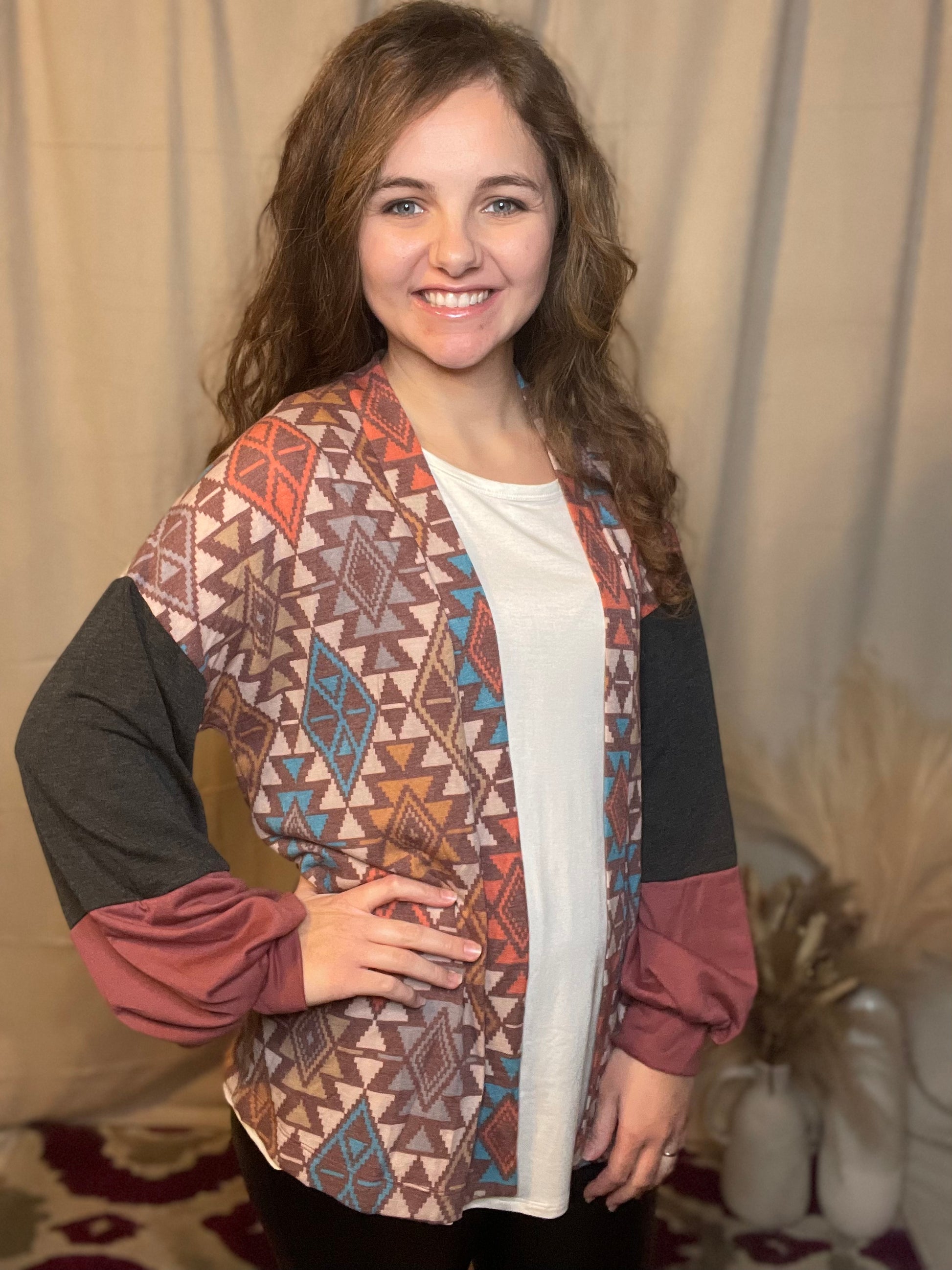 Tribal Print Patchwork Cardigan - Remembering Ruth Company