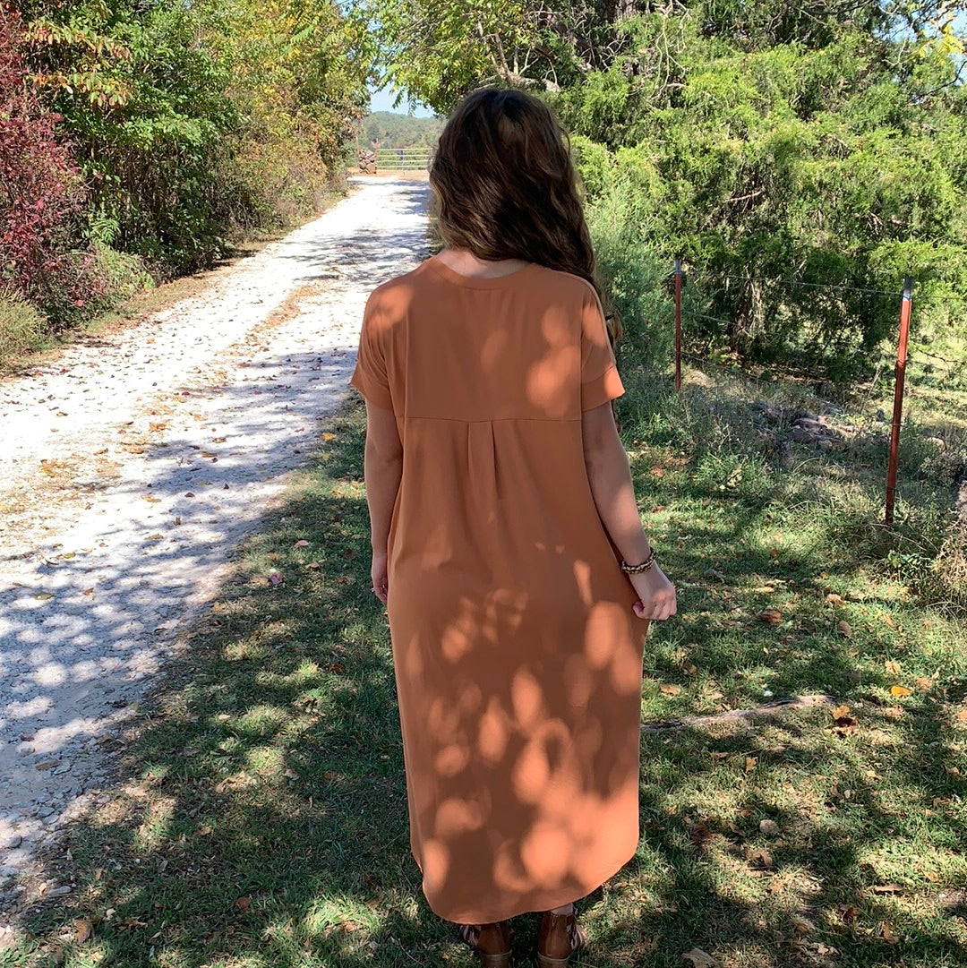 Rusty Peach Maxi Dress - Remembering Ruth Company