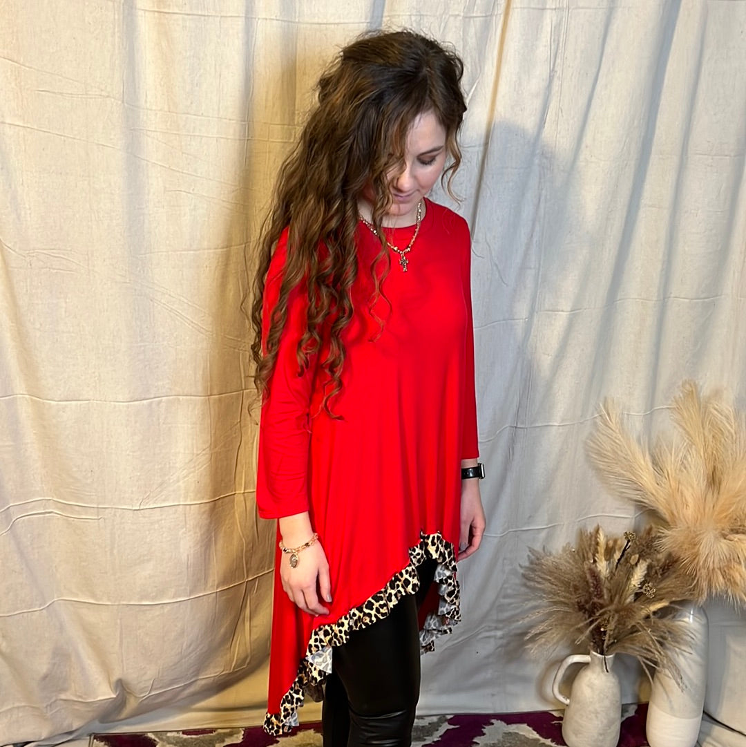 Bright Red Leopard Top - Remembering Ruth Company